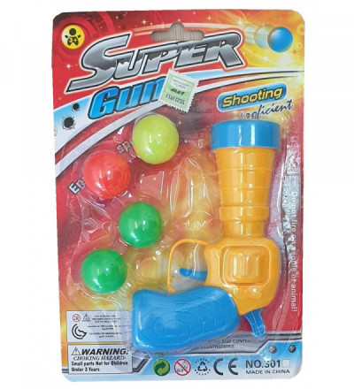 PISTOLA LANZA BOLAS SUPER GUN BLISTER
