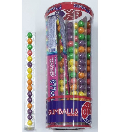 CHICLE GUMBALLS REDONDOS X 24 UNIDADES
