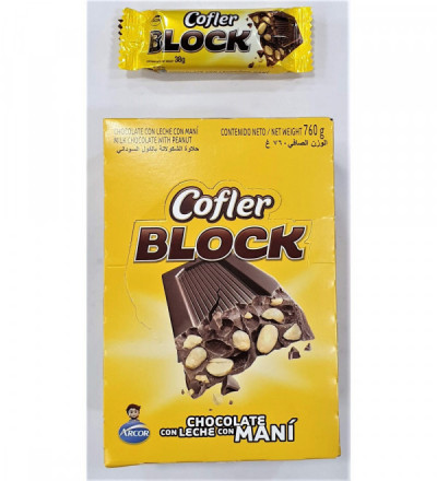 CHOCOLATE COFLER BLOCK 38 GR X 20 UNIDADES
