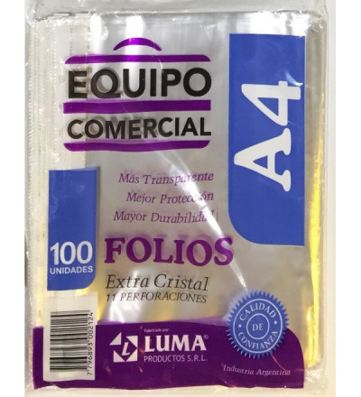 FOLIO EQUIPO COM A4 X 100