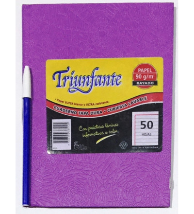 CUADERNO TRIUNFANTE 50H RAYADO LILA