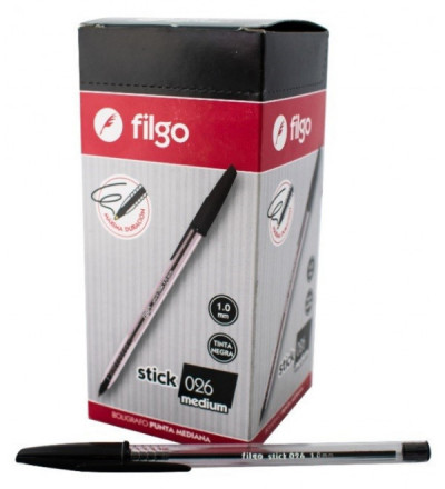 BOLIGRAFO FILGO STICK 1MM NEGRO X 50 UNIDADES