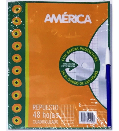 REPUESTO AMERICA 48 HOJAS CUADRO