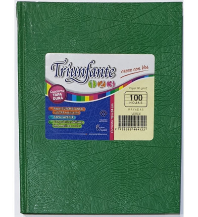 CUADERNO TRIUNFANTE 123 100H RAYADO VERDE