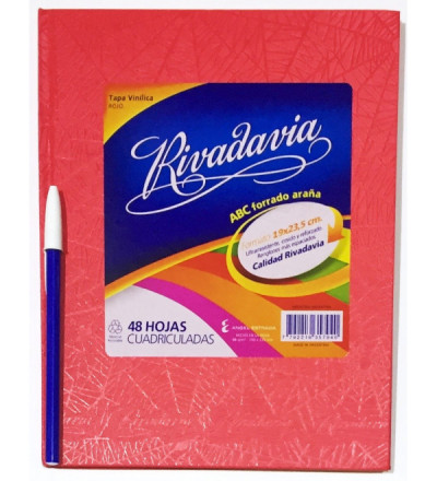 CUADERNO RIVADAVIA ABC 50 HOJAS CUADRICULADO ROJO