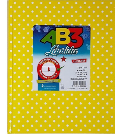 CUADERNO LAPRIDA AB3 50 HOJAS RAYADO LUNARES AMARILLO