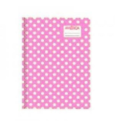 CUADERNO AMERICA TAPA DURA 42H LUNARES RAYADO ROSA