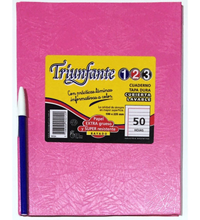 CUADERNO TRIUNFANTE 123 50H RAYADO ROSA