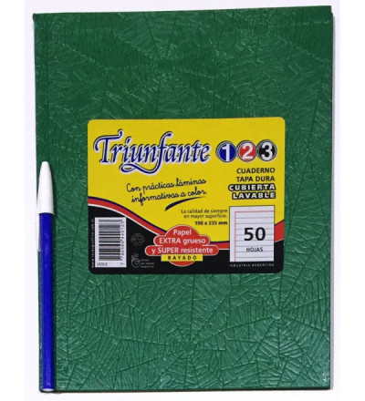 CUADERNO TRIUNFANTE 123 50 HOJAS RAYADO VERDE