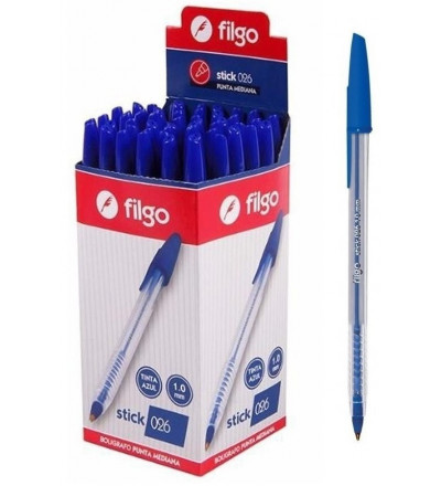 BOLIGRAFO FILGO STICK 1MM X 50 UNIDADES AZUL