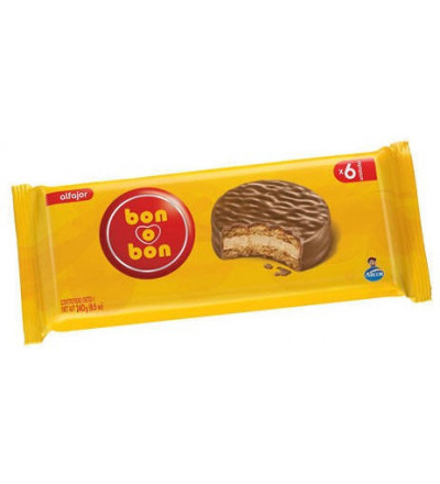 ALFAJOR BON O BON LECHE X 6 UNIDADES