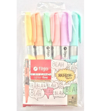 RESALTADOR FILGO FINO PASTEL X6 SURTIDO