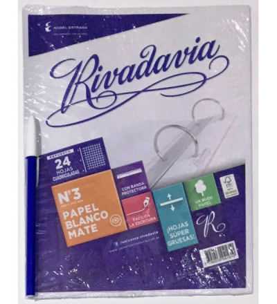 REPUESTO RIVADAVIA 24 HOJAS CUADRO CON BANDA