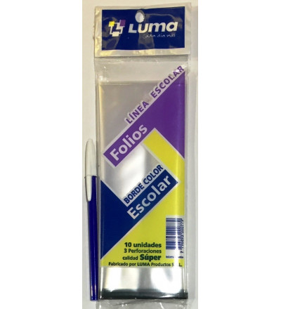 FOLIO BORDE COLOR ESCOLAR X 10 UNIDADES
