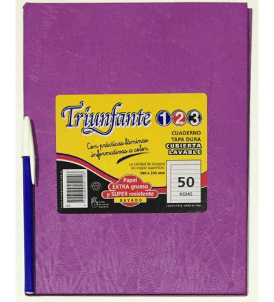 CUADERNO TRIUNFANTE 123 50 HOJAS RAYADO LILA