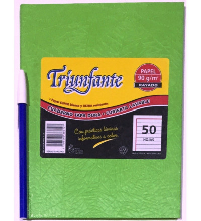 CUADERNO TRIUNFANTE 50 H RAYADO VERDE MANZANA