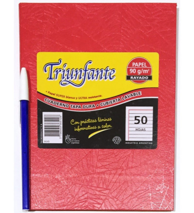 CUADERNO TRIUNFANTE 50 HOJAS RAYADO ROJO