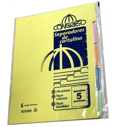 SEPARADOR CONGRESO A4 COLOR X 5 UNIDADES