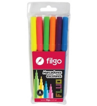MARCADOR ESCOLAR FILGO FLUORESCENTE X 6 UNIDADES