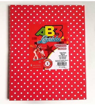 CUADERNO LAPRIDA  AB3 50H RAYADO LUNARES ROJO