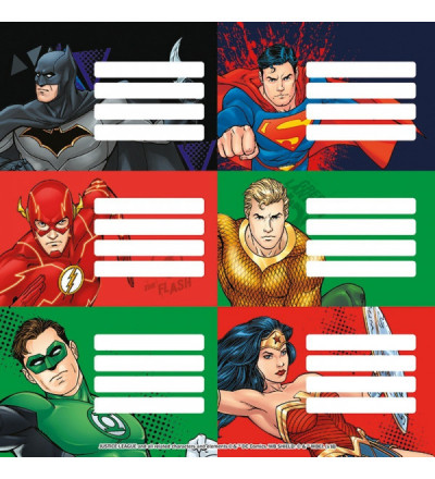 ROTULOS MOOVING X 12 UNIDADES LIGA DE LA JUSTICIA