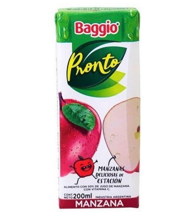 JUGO BAGGIO PRONTO MANZANA X 18 UNIDADES