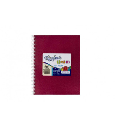 CUADERNO TRIUNFANTE 123 VINIL 100 HOJAS CUADRICULADO ROJO