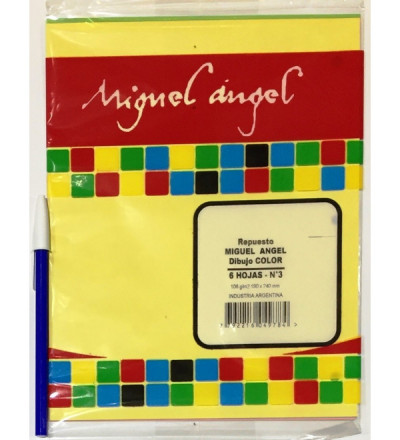 REPUESTO HOJAS DE DIBUJO MIGUEL ANGEL NUMERO 3 COLOR X 8 HOJAS
