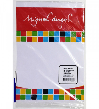 REPUESTO HOJAS DE DIBUJO N° 6 MIGUEL ANGEL BLANCO. 6 HOJAS