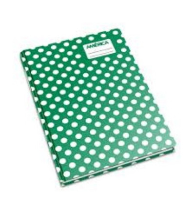 CUADERNO AMERICA TAPA DURA 42H LUNARES RAYADO VERDE