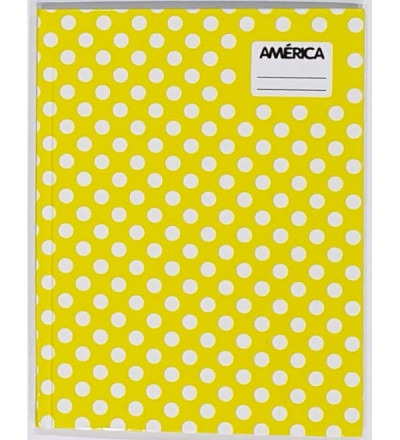 CUADERNO AMERICA TAPA DURA 42 HOJAS LUNARES RAYADO AMARILLO