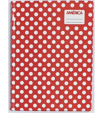 CUADERNO AMERICA TAPA DURA 42 HOJAS LUNARES RAYADO ROJO