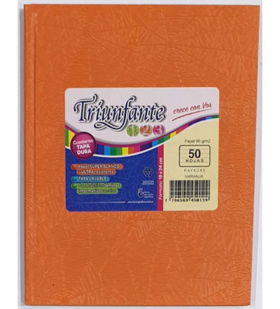 CUADERNO TRIUNFANTE 123 50 HOJAS RAYADO NARANJA