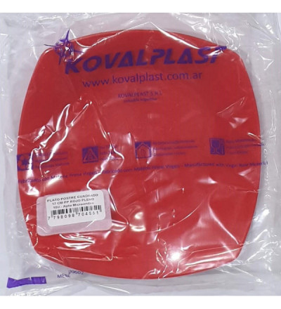 PLATO CUADRADO X10 17CM ROJO/