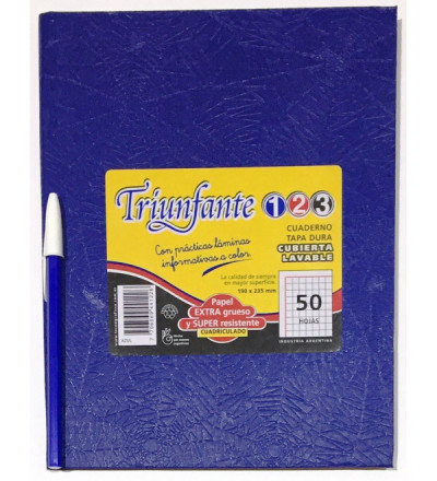 CUADERNO TRIUNFANTE 123 50 HOJAS CUADRICULADO AZUL