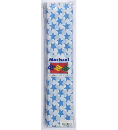 PAPEL CREPE ESTRELLAS CELESTE