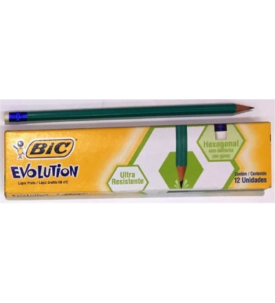 LAPICES GRAFITO BIC CON GOMA X 12 UNIDADES