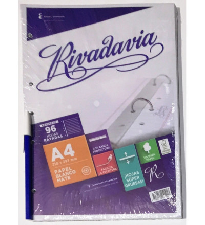REPUESTO RIVADAVIA A4 96 HOJAS RAYA