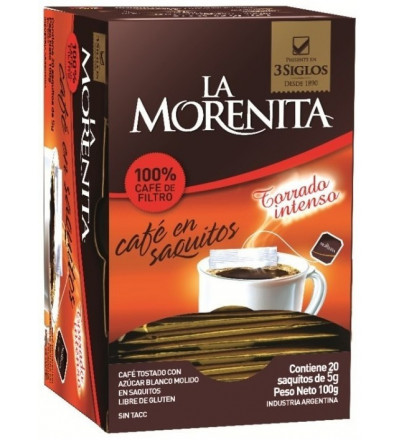 CAFE LA MORENITA INSTANTANEO SAQUITO X 20 UNIDADES