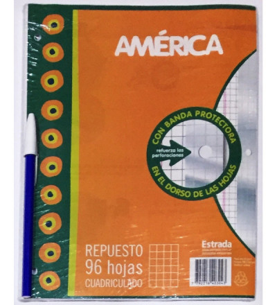 REPUESTO AMERICA 96 HOJAS CUADRO
