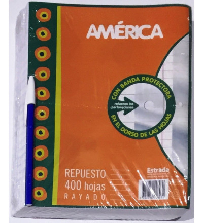 REPUESTO AMERICA 400 HOJAS RAYADA