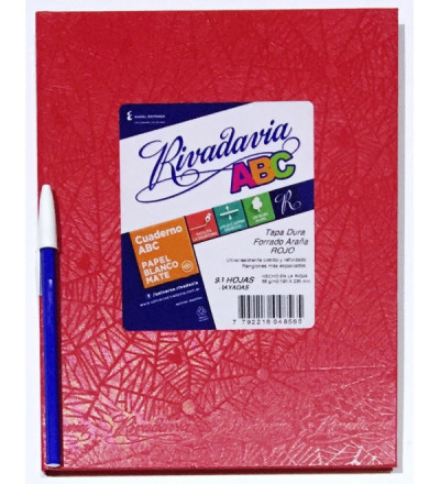 CUADERNO RIVADAVIA ABC 98H RAYADO ROJO