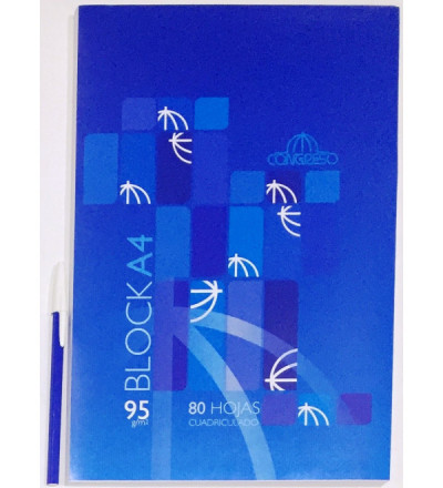 BLOCK CONGRESO A4 80 HOJAS CUADRICULADO