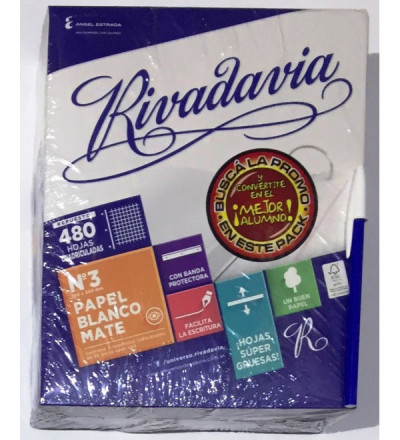 REPUESTO RIVADAVIA 480 HOJAS CUADRICULADO