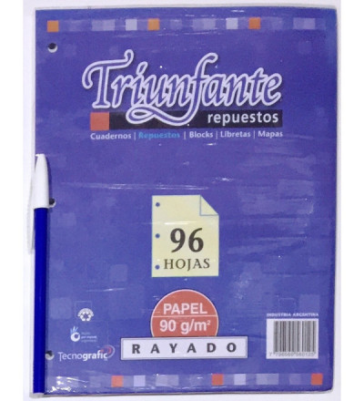 REPUESTO TRIUNFANTE 96 HOJAS RAYA