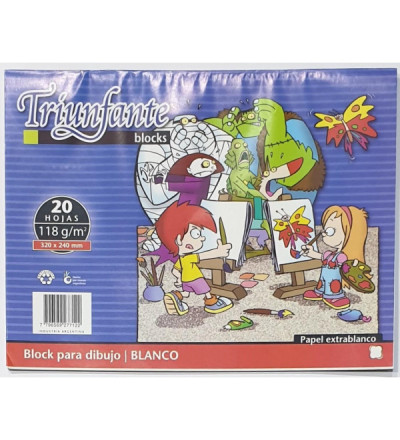BLOCK DE DIBUJO TRIUNFANTE BLANCO 20 HOJAS