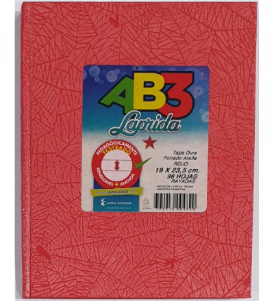 CUADERNO LAPRIDA AB3 98 HOJAS RAYADO ROJO