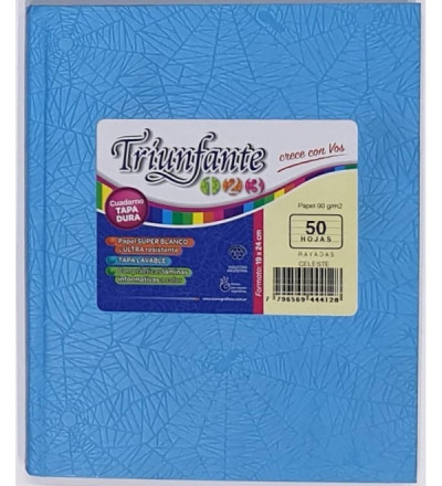 CUADERNO TRIUNFANTE 123 50 HOJAS RAYADO CELESTE