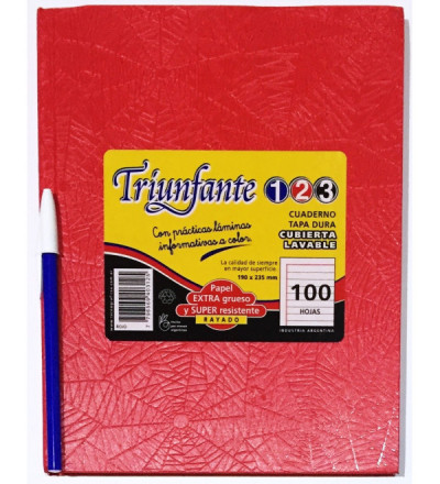 CUADERNO TRIUNFANTES 123 100 HOJAS RAYADO ROJO