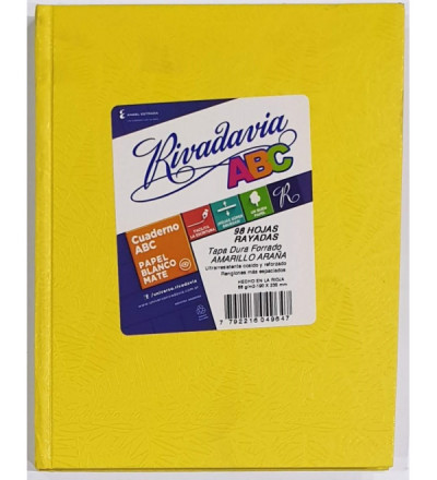 CUADERNO RIVADAVIA ABC 98 H RAYADO AMARILLO